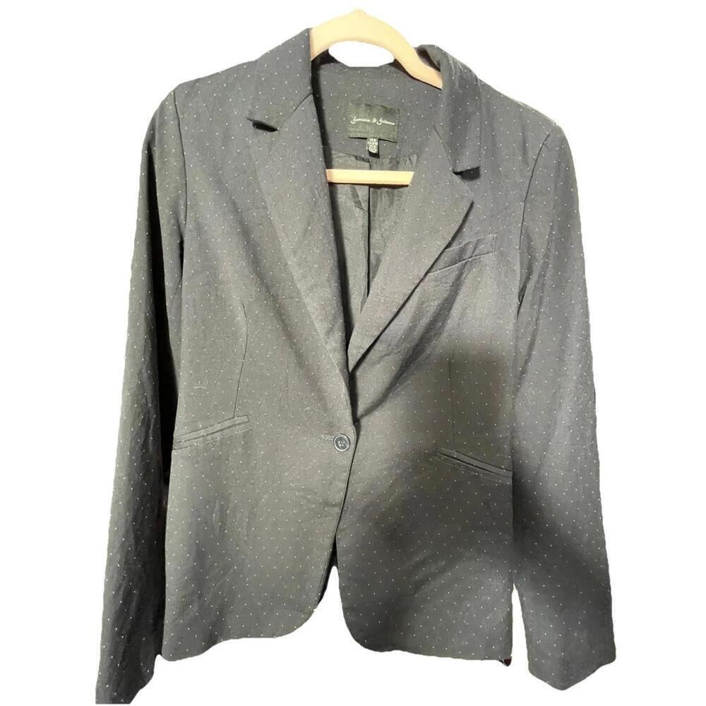 Jasmine & Juliana Black,  Tiny White Polka Dot,  One Button Blazer.  Size M
